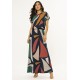 Vestido Longo Morcego Malha Estampa Geometrias do Tempo