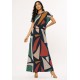 Vestido Longo Morcego Malha Estampa Geometrias do Tempo