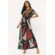 Vestido Longo Morcego Malha Estampa Geometrias do Tempo