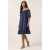 Vestido Curto Mullet Ombro a Ombro Amplo Azul Marinho
