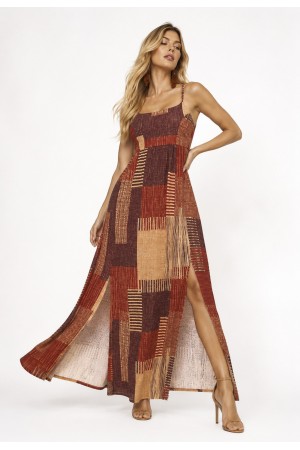 Vestido Longo Jambo Malha Aberturas Tramas do Sol