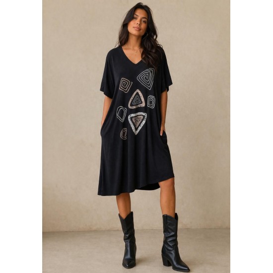 Vestido Ébano Malha Midi Plus Preto