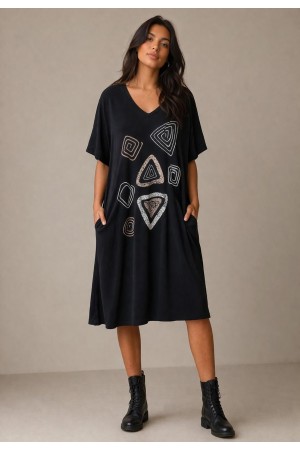 Vestido Ébano Malha Midi Plus Preto