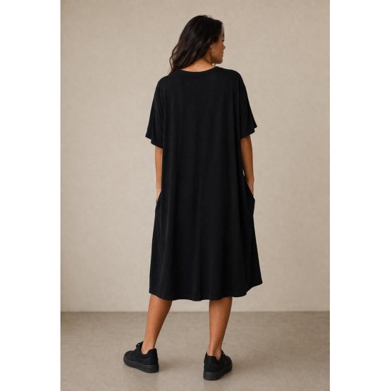 Vestido Ébano Malha Midi Plus Preto