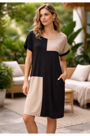 Vestido Terra Serena Midi plus Preto com Areia