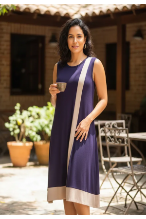 Vestido Midi Plus Linha Areia Marinho