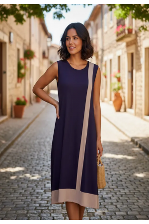Vestido Midi Plus Linha Areia Marinho