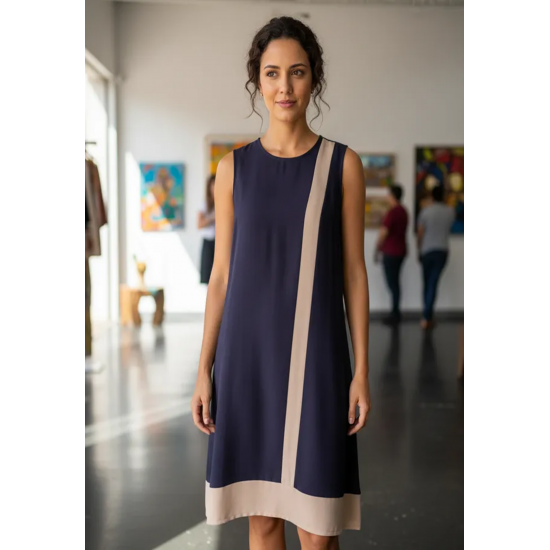 Vestido Midi Plus Linha Areia Marinho