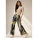 Calça Pantalona Granja Malha Estampa Selva Azul