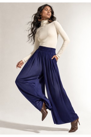 Calça Pantalona Elastic Embaú Azul Marinho