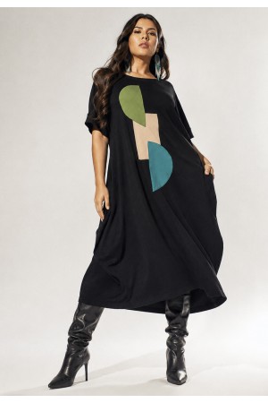 Vestido Amora Malha Midi Plus Preto