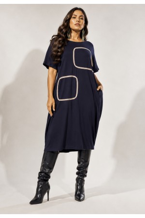 Vestido Midi Tribalê Malha Plus Azul