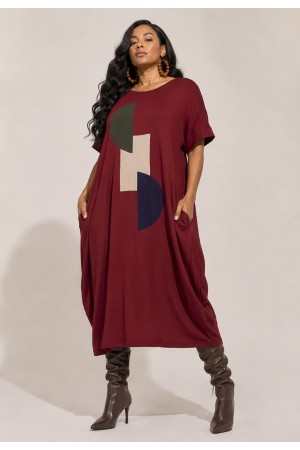 Vestido Midi Amora Malha Midi Plus Bordô