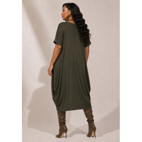 Vestido Amora Malha Midi Plus Verde