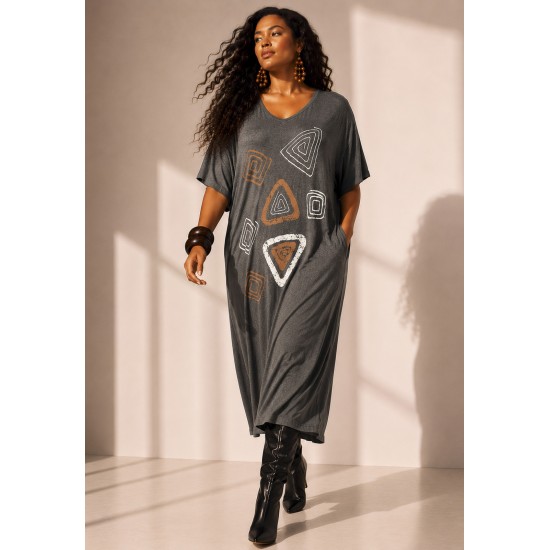 Vestido Ébano Malha Midi Plus Mescla