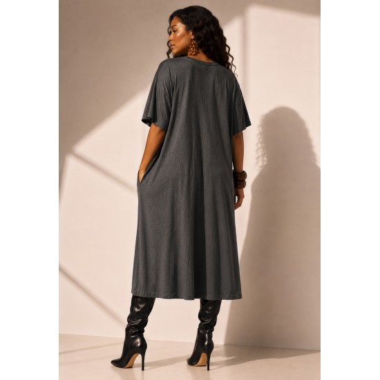 Vestido Ébano Malha Midi Plus Mescla