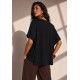 Blusa Essence Malha Gola V Manga Curta Preta
