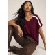 Blusa Essence Malha Gola V Manga Curta Bordô