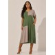 Vestido Terra Serena Midi Plus Musgo com Areia