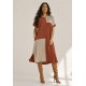 Vestido Terra Serena Midi Plus Terracota e Areia Mineral
