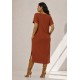 Vestido Terra Serena Midi Plus Terracota e Areia Mineral
