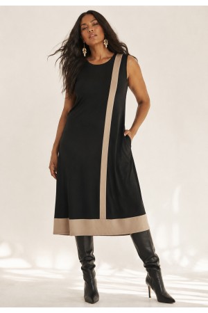 Vestido Midi Plus Linha Areia Preto