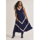 Vestido Serena Regata Malha Midi Plus Azul e Ocre