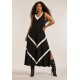 Vestido Serena Regata Malha Midi Plus Preto e Branco