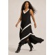 Vestido Serena Regata Malha Midi Plus Preto e Branco