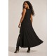 Vestido Serena Regata Malha Midi Plus Preto e Branco