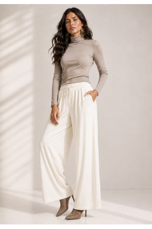 Calça Pantalona Inhambuxintã Malha Off White