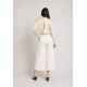 Calça Pantacourt Malha Encorpada Risca de Giz Off White