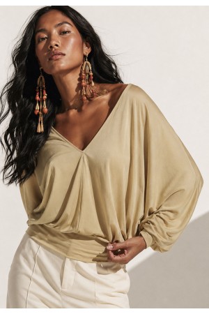 Blusa Moicana Malha Morcego Bege