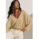 Blusa Moicana Malha Morcego Bege