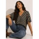Blusa Gola V Manga Ampla Curta Estampa Encanto das Margaridas