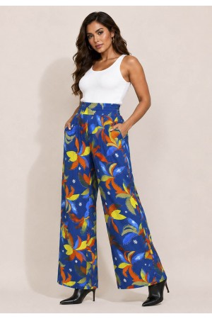 Calça Pantalona Elastic Embaú Estampa Maré Vibrante