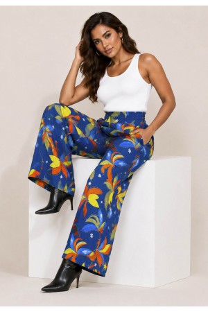 Calça Pantalona Elastic Embaú Estampa Maré Vibrante