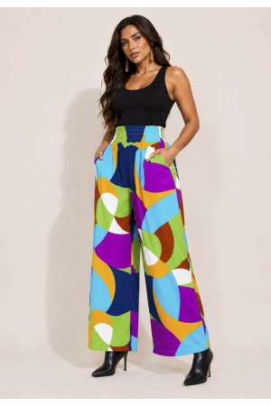 Calça Pantalona Elastic Embaú Estampa Jardim Azul