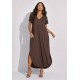 Vestido Midi Abapã Malha com Bolso Marrom