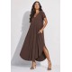 Vestido Midi Abapã Malha com Bolso Marrom