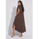 Vestido Midi Abapã Malha com Bolso Marrom