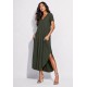 Vestido Midi Abapã Malha com Bolso Verde Jade
