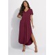 Vestido Midi Abapã Malha com Bolso Bordo