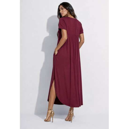 Vestido Midi Abapã Malha com Bolso Bordo