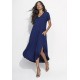 Vestido Midi Abapã Malha com Bolso Azul Marinho