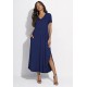 Vestido Midi Abapã Malha com Bolso Azul Marinho