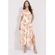 Vestido Midi Abapã Malha com Bolso Estampa Verde Selvagem Laranja