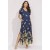 Vestido Midi Abapã Malha com Bolso Estampa Floresce Azul
