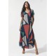 Vestido Midi Abapã Malha com Bolso Estampa Geometrias do Tempo