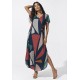 Vestido Midi Abapã Malha com Bolso Estampa Geometrias do Tempo